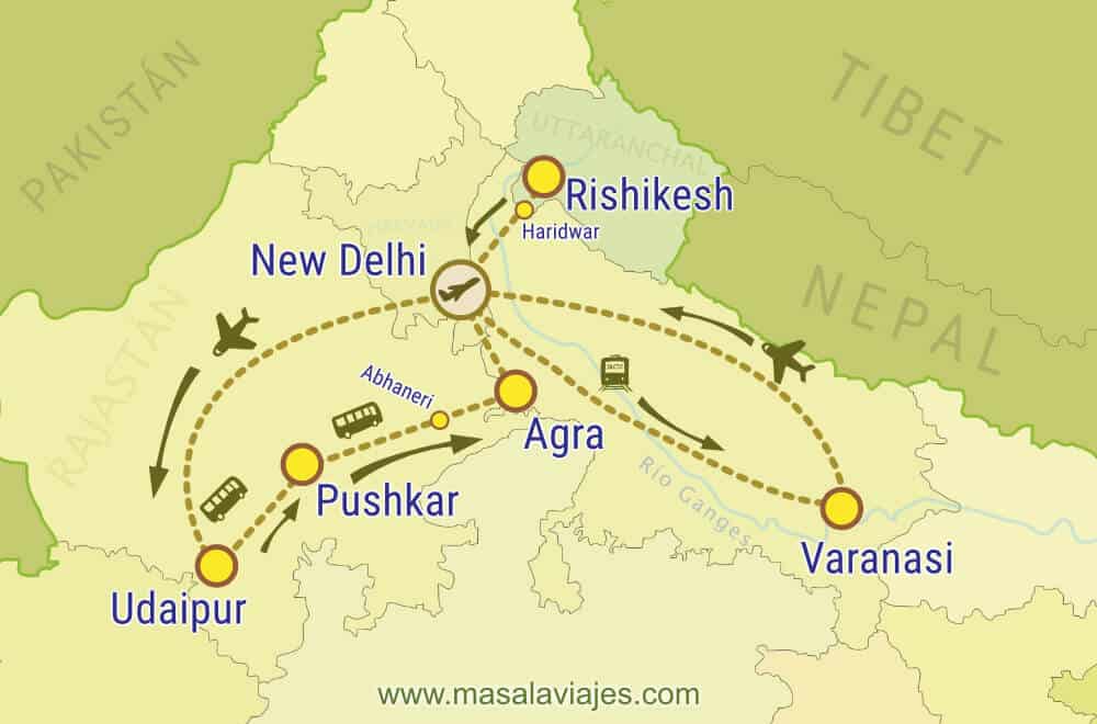 Mapa de ruta Norte India